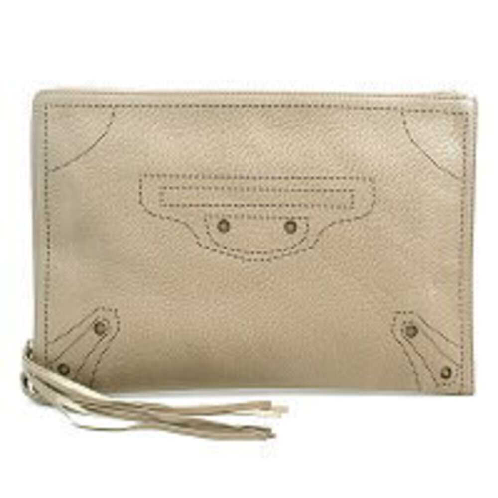 Balenciaga bag clutch leather Greige Gray beige